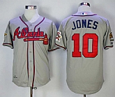 Atlanta Braves #10 Chipper Jones Gray Throwback Jersey,baseball caps,new era cap wholesale,wholesale hats